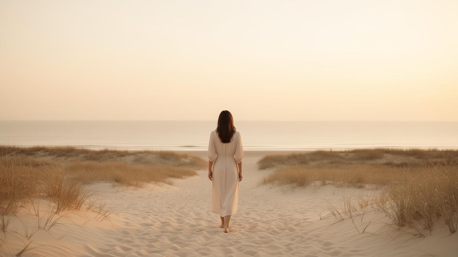 Femme contemplant l'horizon au bord de la mer